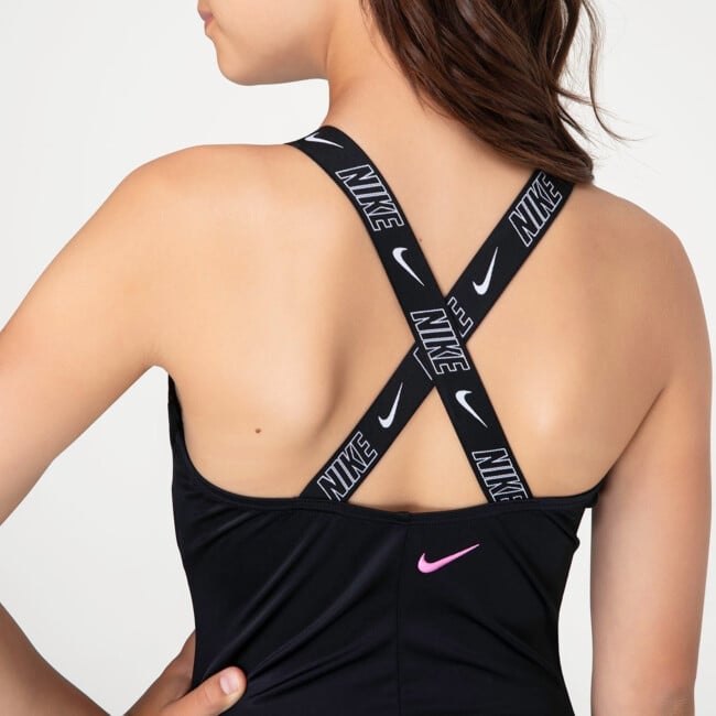 NIKE GIRLS LOGO TAPE CROSSBACK ONE PIECE SWIMSUIT peldkostīmi un bikini